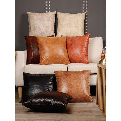 Retro Leather Sofa Pillowcase Cover With Gilded Backrest Cushion