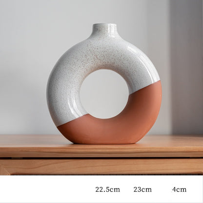 Laterite Half Glazed Round Ceramic Vase Office Desktop Soft Board Room Window