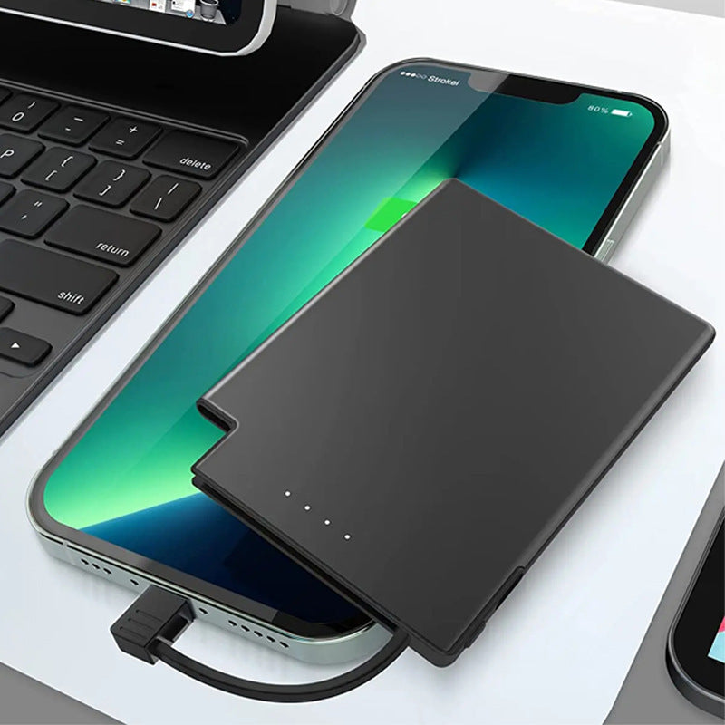 Ultra-thin Compact Portable With Cable Mobile Power Supply