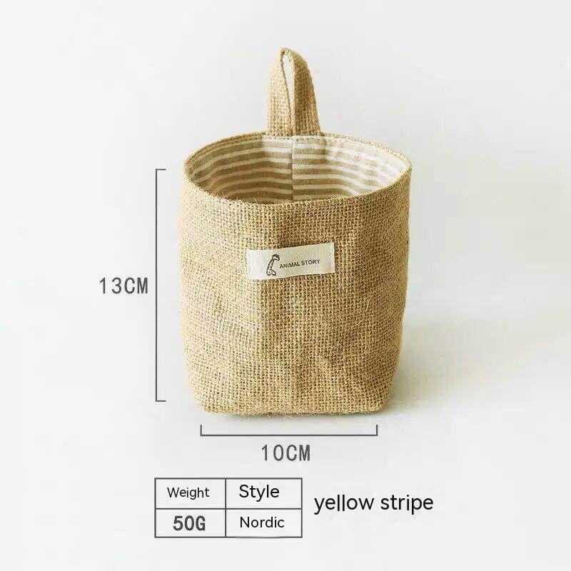 Wall-mounted Desktop Sundries Jute Storage Bag Bathroom S