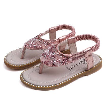 New Girls' Flip Flops With Rhinestone Sandals Women's Sandals And Slippers