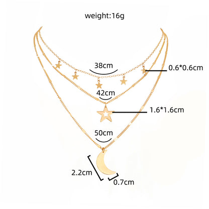 Personality, stars, Moon, multiple necklaces