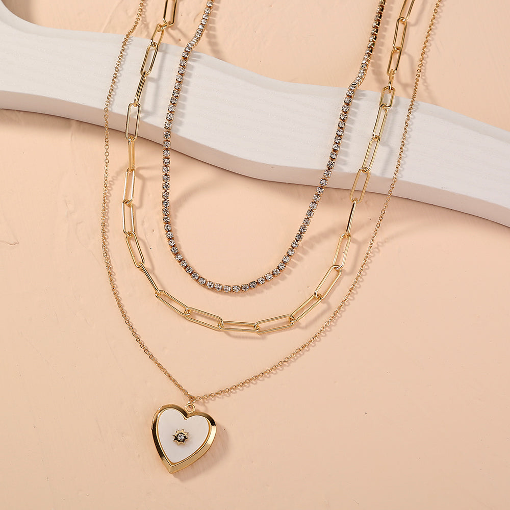 European and American cross-border new product gold lock stacking multi-layer necklace, letter tag fashion personality chocker clavicle chain female