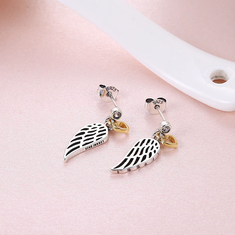 Heart-shaped Wings Ladies S Diamond Earrings