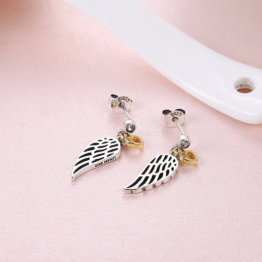 Heart-shaped Wings Ladies S Diamond Earrings