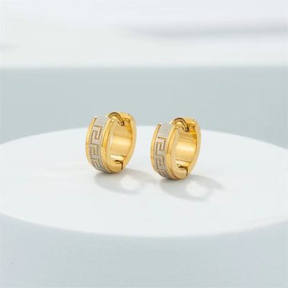 Wide Face Great Wall Pattern Earrings Personalized Simple Design