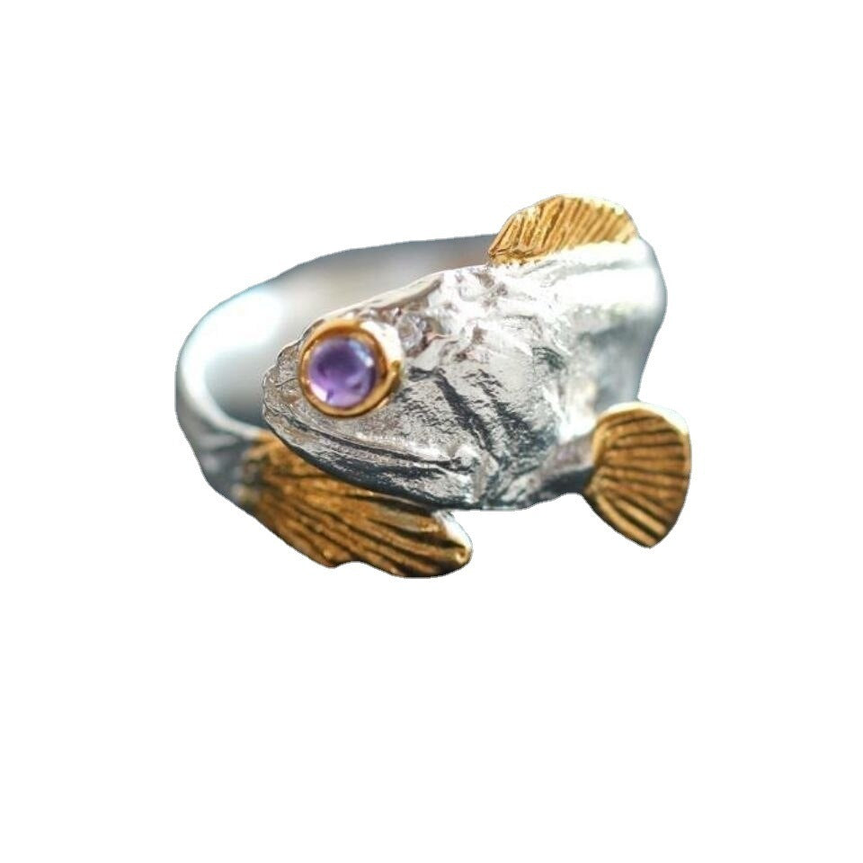 Alloy Two-color Goldfish Ring Opening Adjustable Animal Ring Jewelry