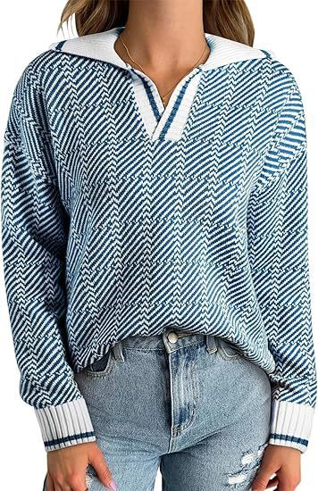 Knitted Pullover Lapel Women's Clothing