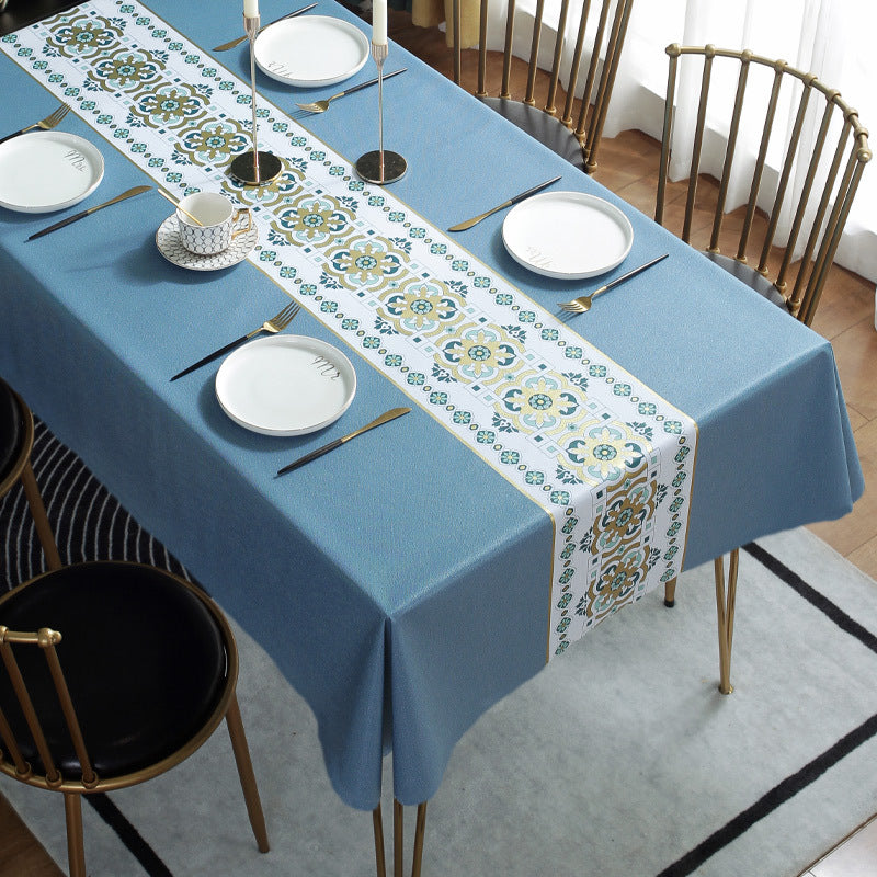 Printed Check Thickened Round Table Wash Free