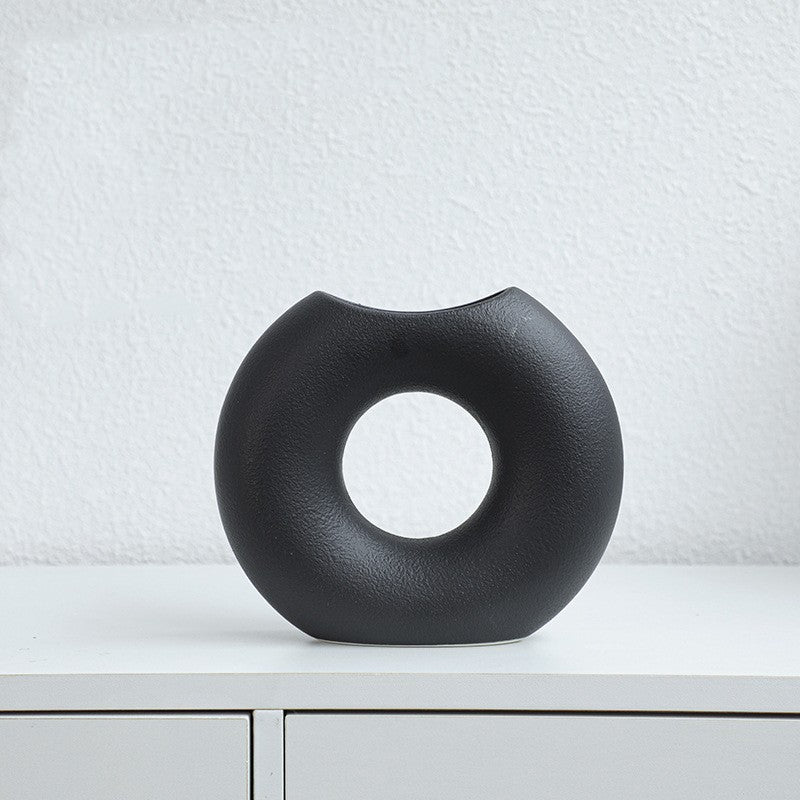 Nordic Style Simple Ceramic Vase Semicircle Creative Flower Device