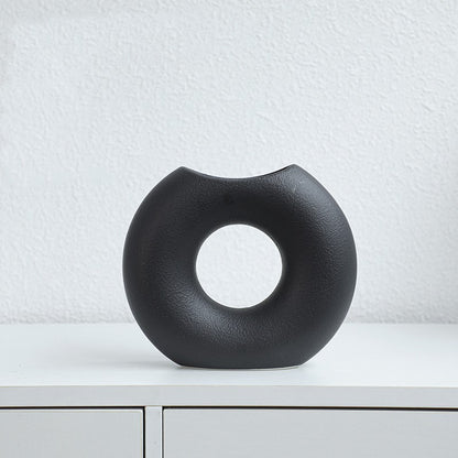 Nordic Style Simple Ceramic Vase Semicircle Creative Flower Device