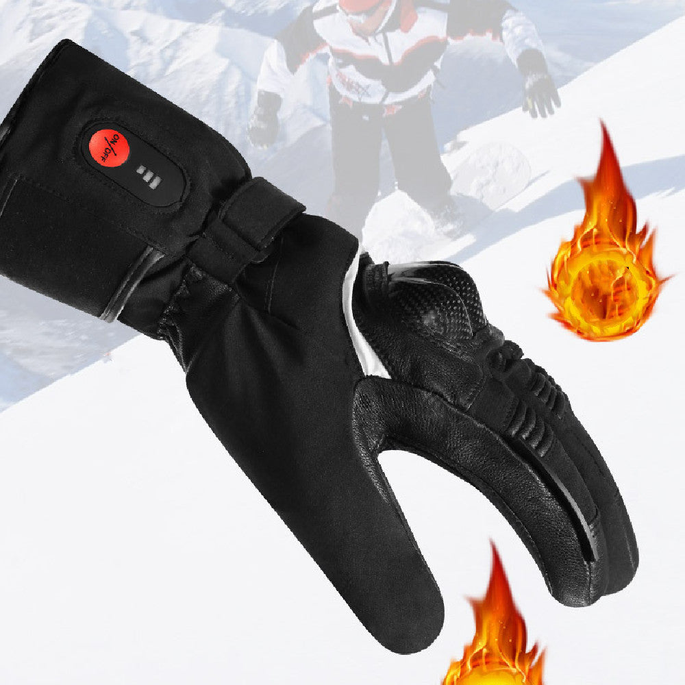 Autumn And Winter Warm Motorcycle Riding Gloves Lithium Battery Heating