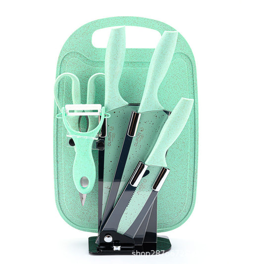 Colored Fruit Knife With Cutting Board Kitchen Box Gift Knives