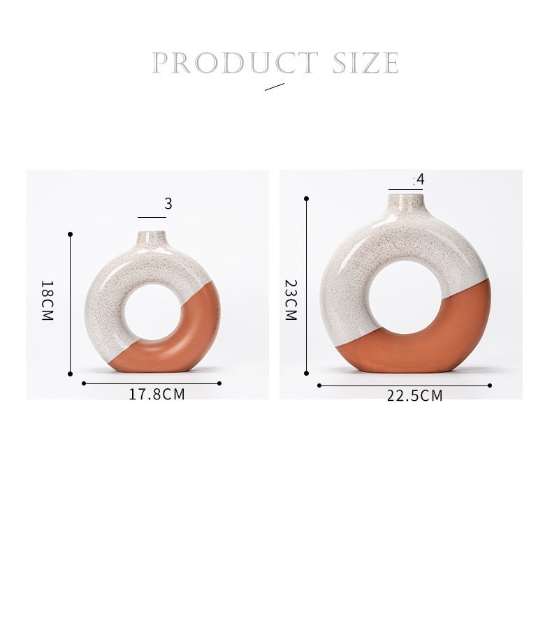 Laterite Half Glazed Round Ceramic Vase Office Desktop Soft Board Room Window