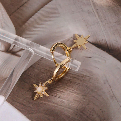 Octopus Earrings Opal Zircon Stars