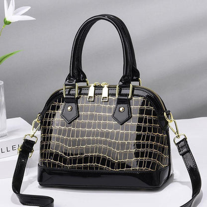 Women's Crossbody Bag Top Handle Bag Patent Leather Cowhide Solid Color Daily Handbags