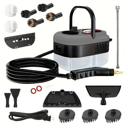 2500W Handheld Steam Cleaner With 12 Attachments, 1.2L Tank For Home, Car, Kitchen, Bathroom & Tile Grout, Gray
