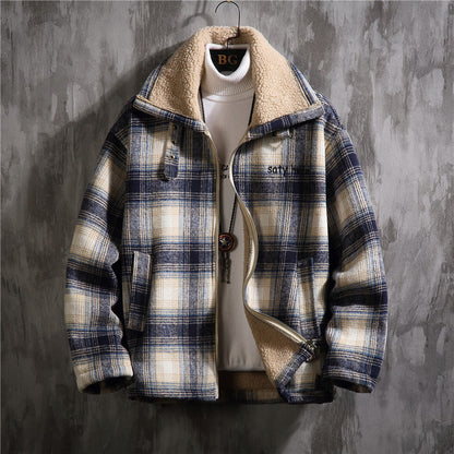 Male Youth Plus Size Plaid Padded Jacket