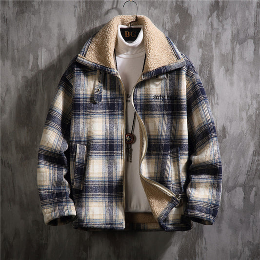 Male Youth Plus Size Plaid Padded Jacket