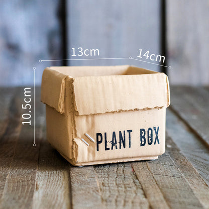 Cement Brown Paper Box Flowerpot Creative Planting Indoor Balcony
