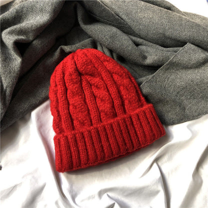 Simple Solid Color Twist Women's Knitted Hat