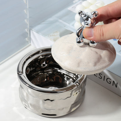 Bear Cookie Shape Relief Ceramic Ashtray