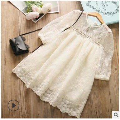 Summer Cute Princess Style Children's Dress With Embroidery Mesh