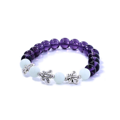 Purple Glass Beads Retro Butterfly Sky Blue Luminous Ball Bracelet Bracelet