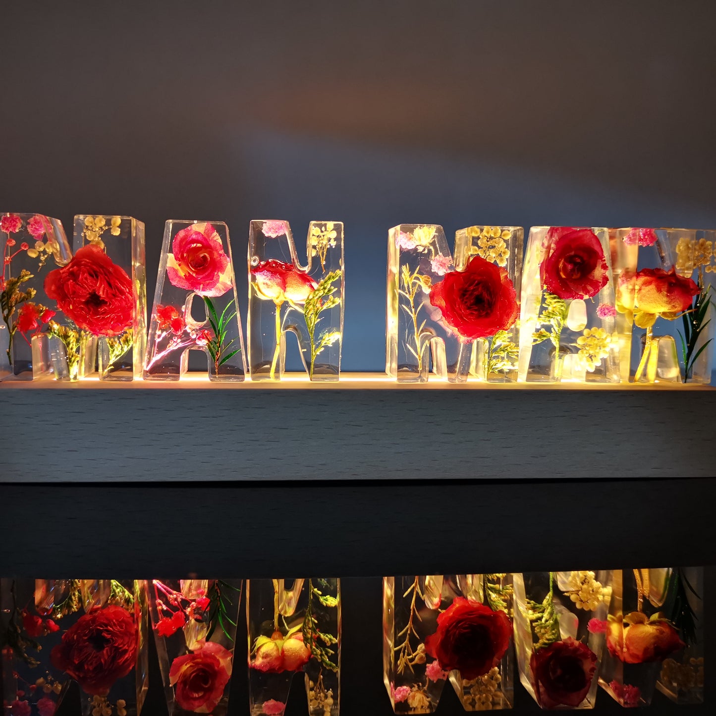 Dried Flower English Alphabet Night Light Base Table