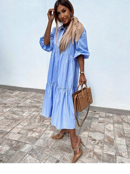 Shirt Lapel Plus Size Loose Swing Dress