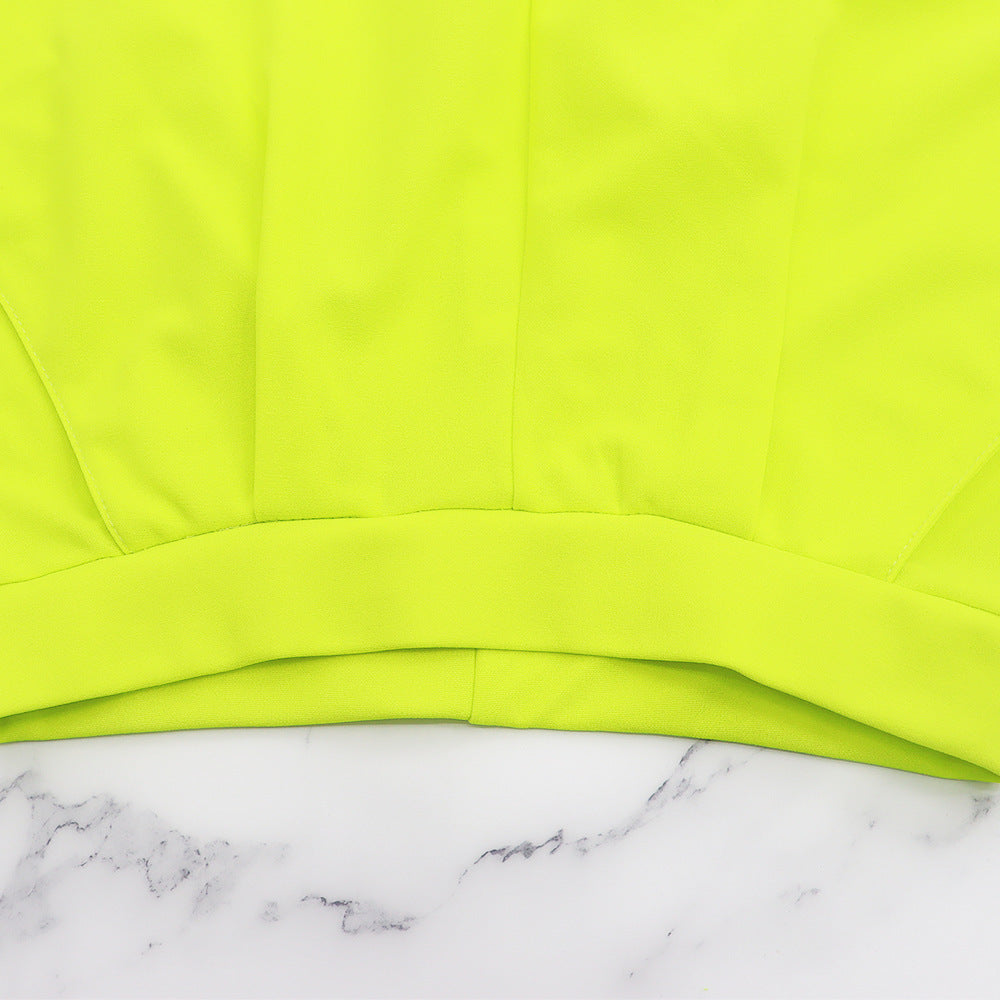 Ruffled Cropped V Neck Top Casual Shorts Summer Two-Piece Set