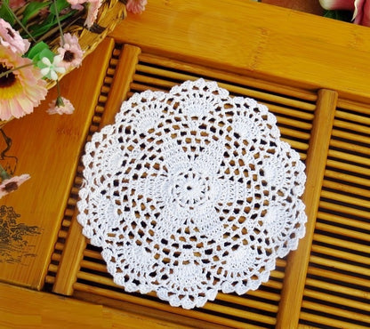 Handmade Crochet Flower Shooting Props Cotton Round Table Mat