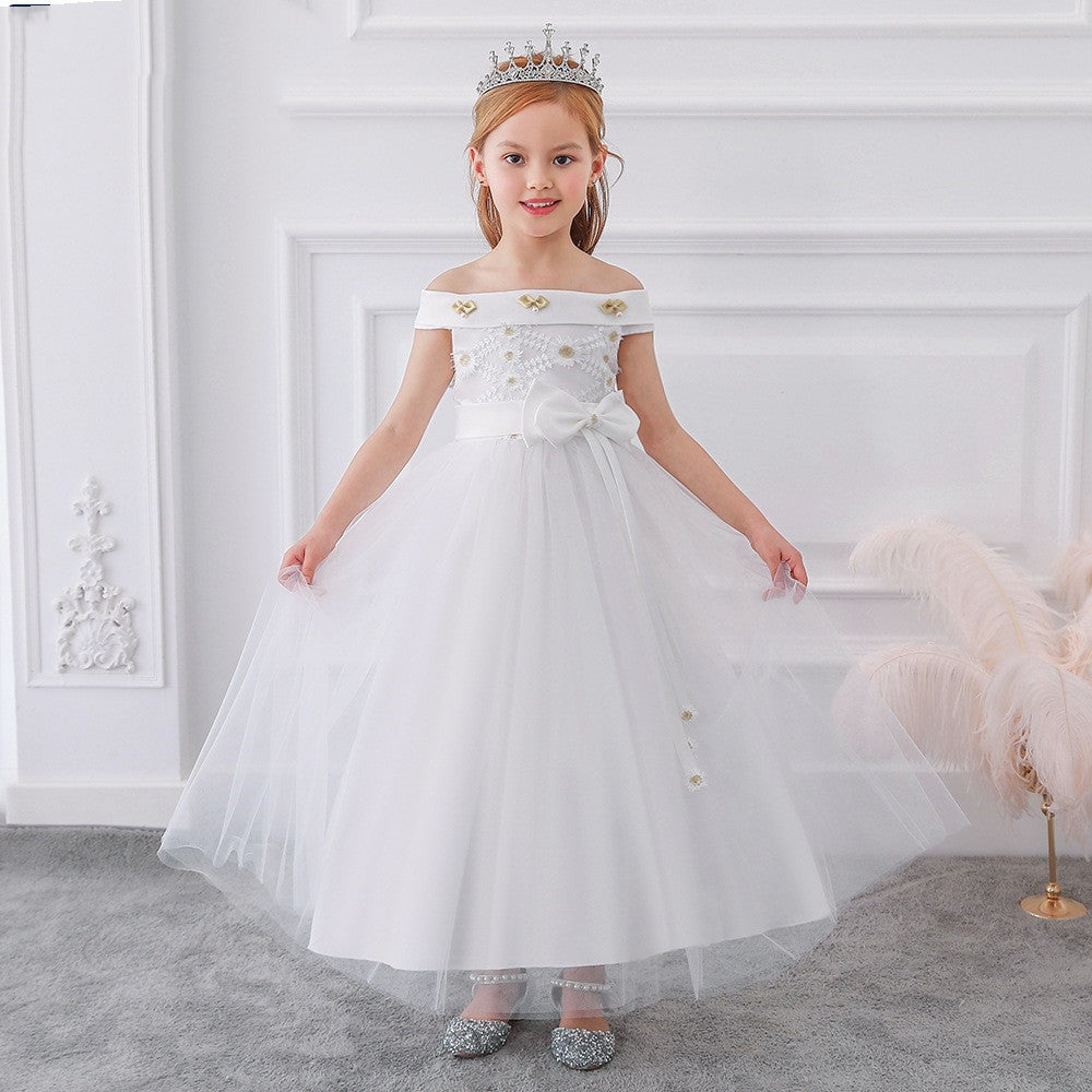 European And American One Shoulder Girls Dress Skirt
