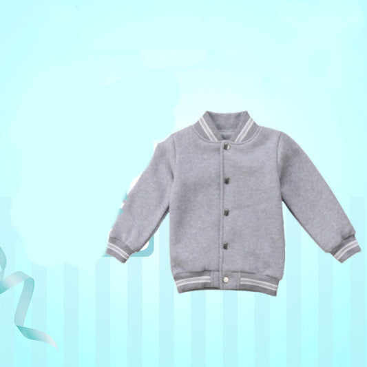 CHILDREN'S THICK COAT GREY LETTERS RIGHT HEART TOP