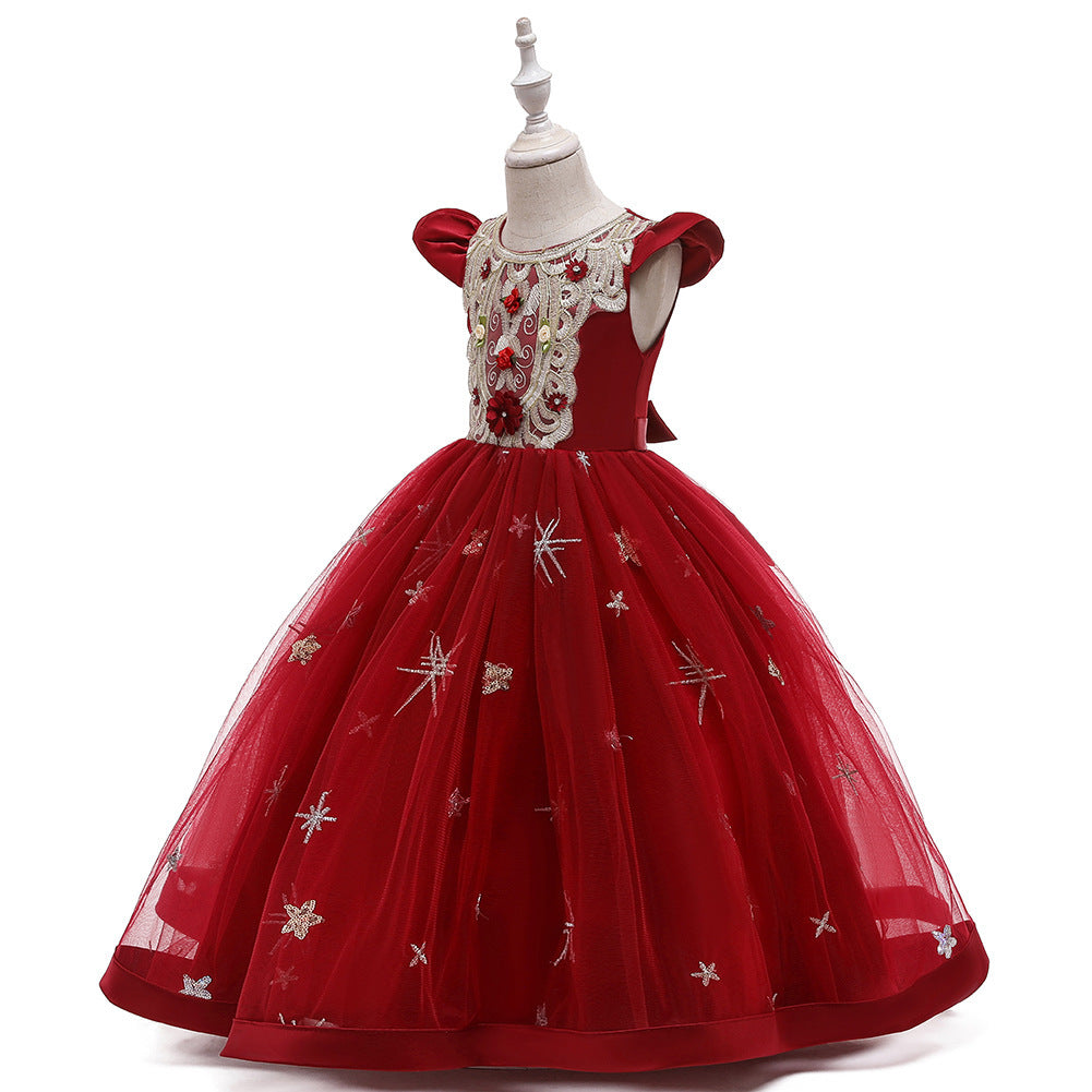 Banquet Evening Dress Girl Princess Tutu Little Host Performance Costume