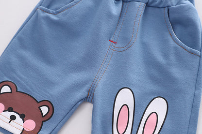 Boys Summer Cartoon Cute Casual Cotton T-shirt Short Sleeve Shorts Suit