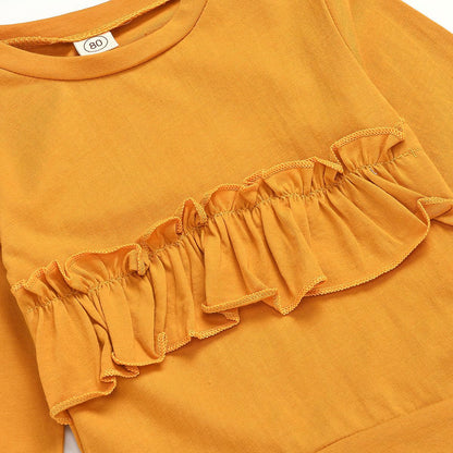 New Children's Long Sleeve Lace Leopard Trousers Bow Set