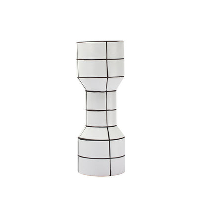 Modern Simple Nordic Creative Home White Ceramic Vase Fashion Stripe Handicraft Ornament Home Decoration