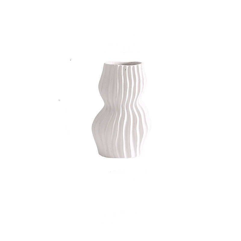 Nordic Creative Hand-painted Vase Ceramic Black And White Vertical Pattern Flower