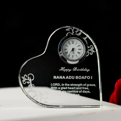 Custom Crystal Heart-shaped Crystal Clock