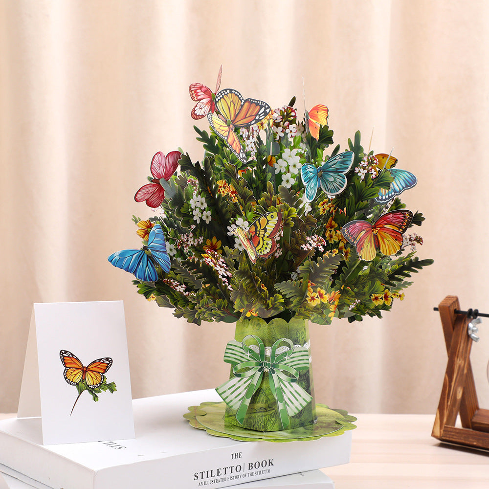 3d Stereoscopic Greeting Cards Creative Bouquet Stereoscopic Greeting Cards