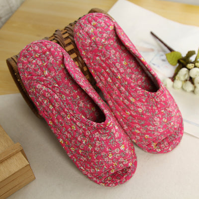Women''s cotton quilted fabric soft bottom slippers