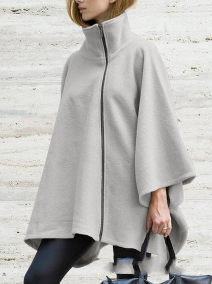 Women's Plus Size Mid-length Zipper Long-sleeved Jacket