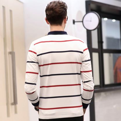 Lapel Plus Size Striped Business Men's T-shirt