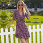 Women's Summer Floral Short Sleeve  Back Ruffle Dress
