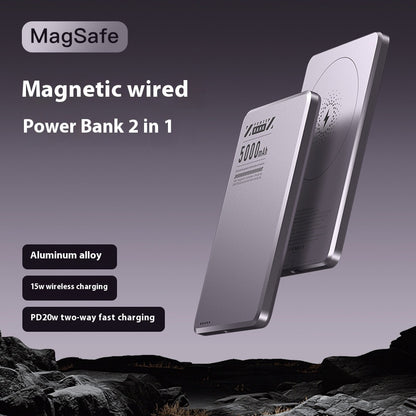 Aluminum Alloy Ultra-thin Double Pop-up Window Creative Magnetic Fast Charging Small Light Power Digital Display Mobile Power Supply