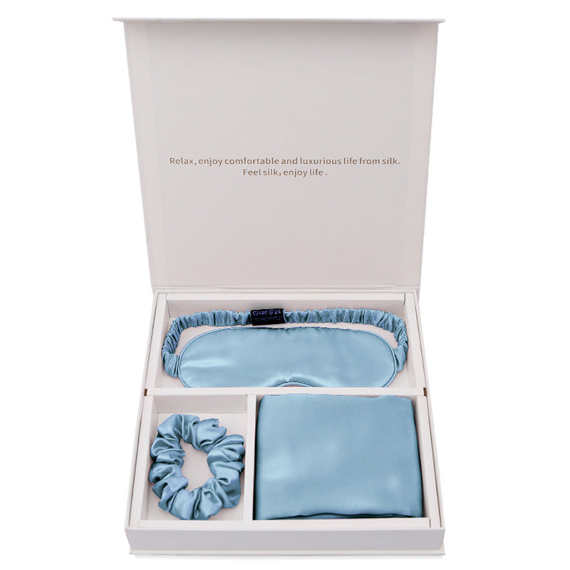 Silk Eye Mask Pillowcase Head Flower Gift Box