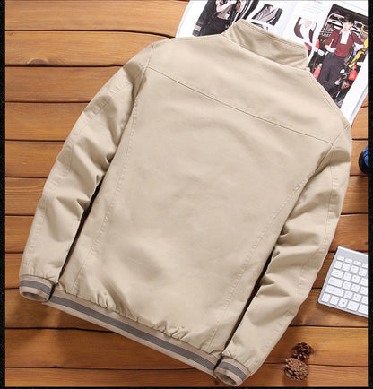 Men's casual plus size plus velvet padded stand collar jacket