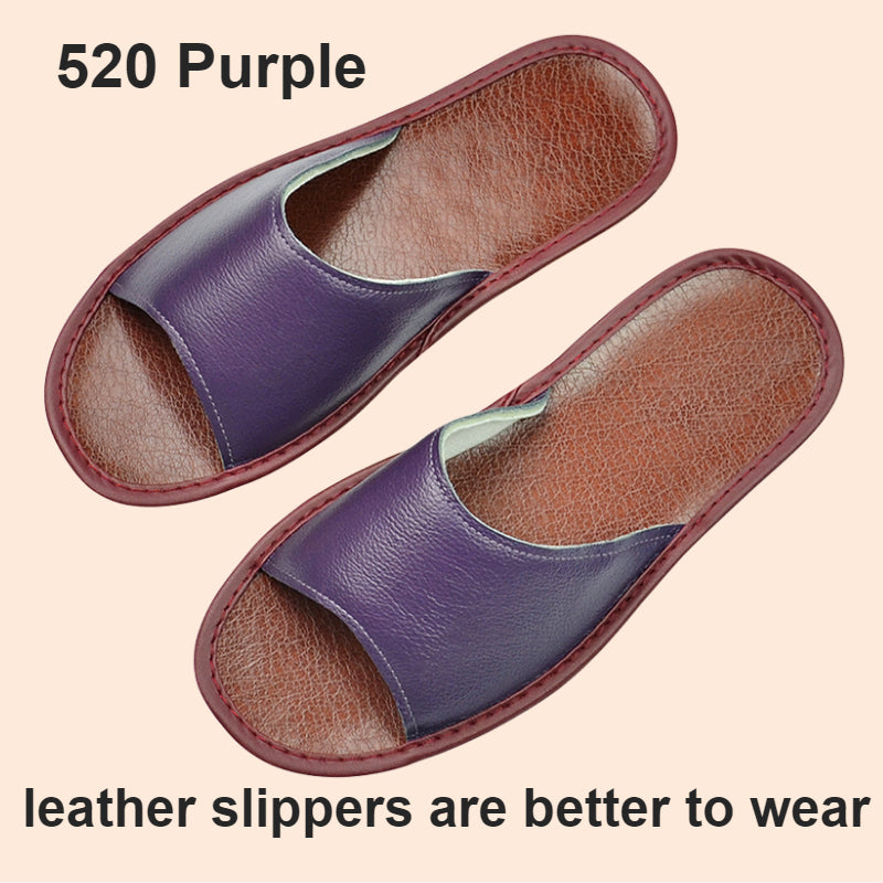 Widened Plus Size Leather Slippers