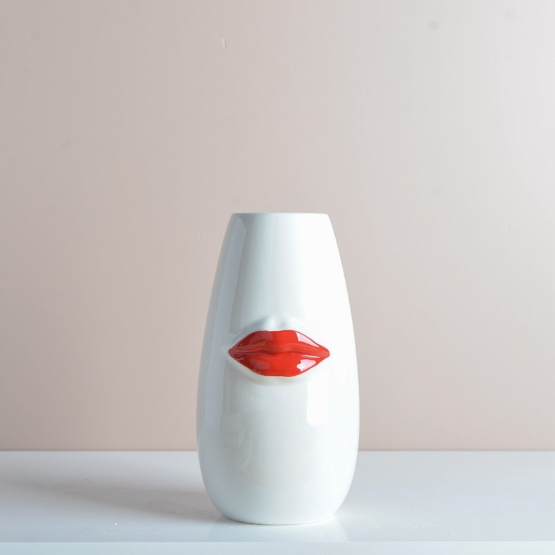 Body Ceramic Decorative Vase Characteristic Lips Valentine's Day Ornaments
